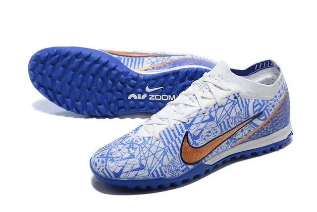 Nike أزرق برتقالي منخفض القطع علوية مصنعة متموجة Turf أحذية كرة القدم 7