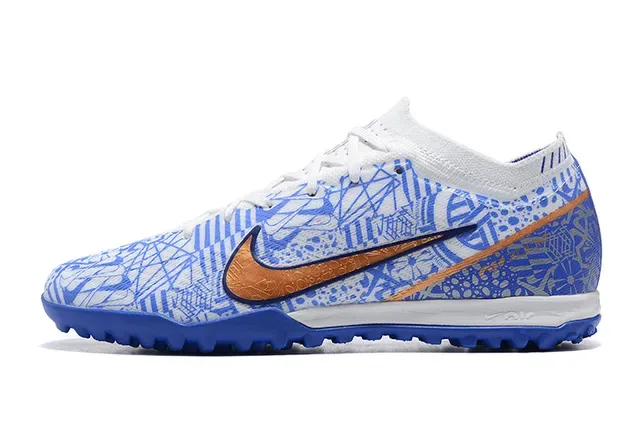 Nike أزرق برتقالي منخفض القطع علوية مصنعة متموجة Turf أحذية كرة القدم 10