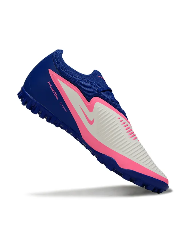Nike Chaussures de soccer turf bleu et rose à col de maille low-cut avec overlay de cage synthétique 2