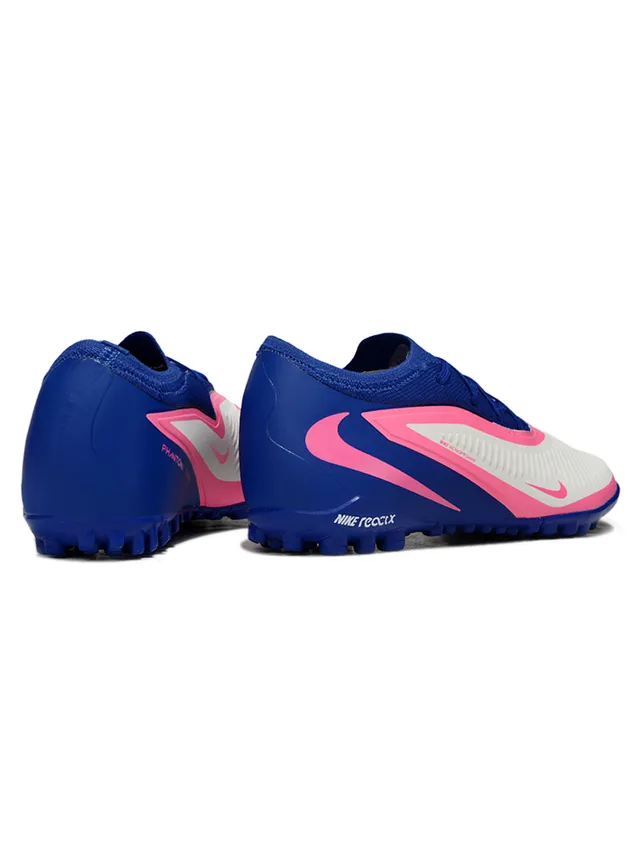 Nike Chaussures de soccer turf bleu et rose à col de maille low-cut avec overlay de cage synthétique 5