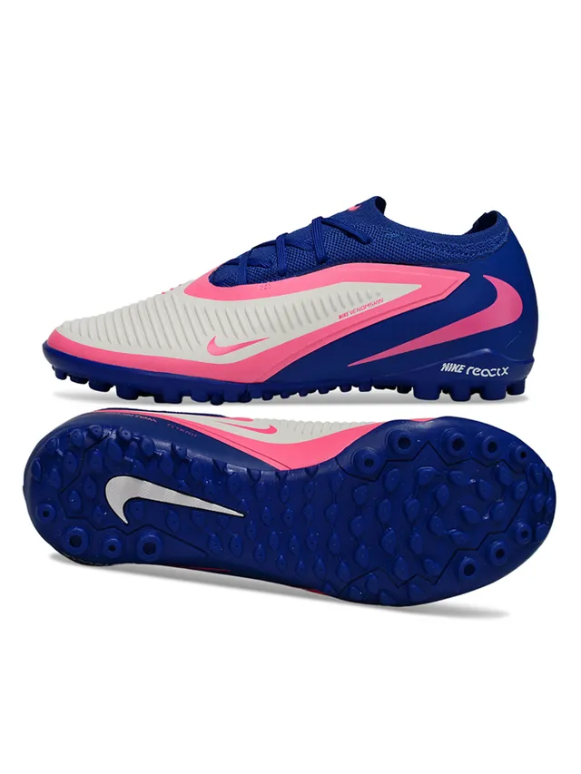 Nike Chaussures de soccer turf bleu et rose à col de maille low-cut avec overlay de cage synthétique 6