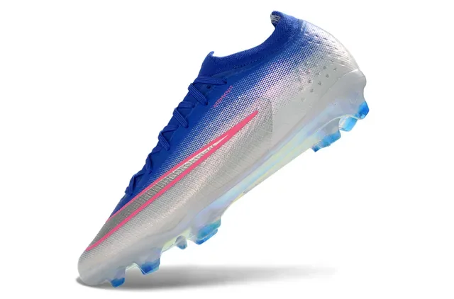 Nike Azul Rosa Sapatos de Futebol Low-Cut com Upper em Tricô e Solado Holográfico Iridescente para Campo Firme 2