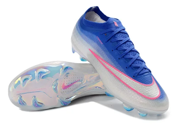 Nike Azul Rosa Sapatos de Futebol Low-Cut com Upper em Tricô e Solado Holográfico Iridescente para Campo Firme 6