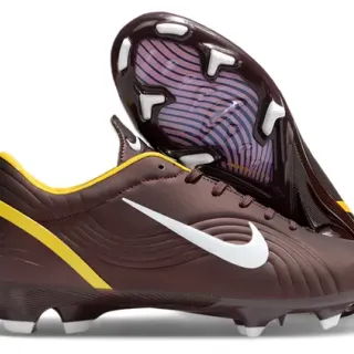 Nike Brown Yellow Low-Cut Synthetic Upper Wave-Textured Embossing Firm-Ground Soccer Shoes