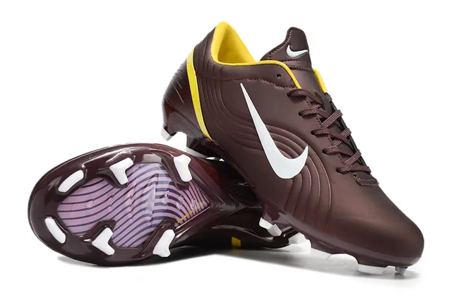 Nike Brown Yellow Low-Cut Synthetic Upper Wave-Textured Embossing Firm-Ground Soccer Shoes 2