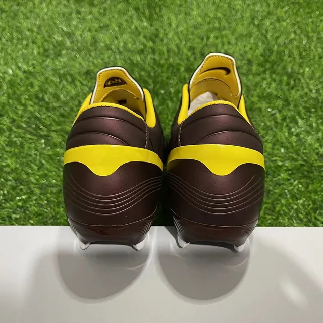 Nike Brown Yellow Low-Cut Synthetic Upper Wave-Textured Embossing Firm-Ground Soccer Shoes 8