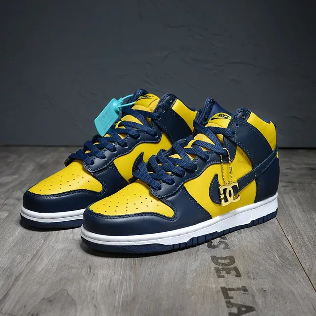 Nike Dunk High Yellow and Navy Lifestyle Sneakers 4