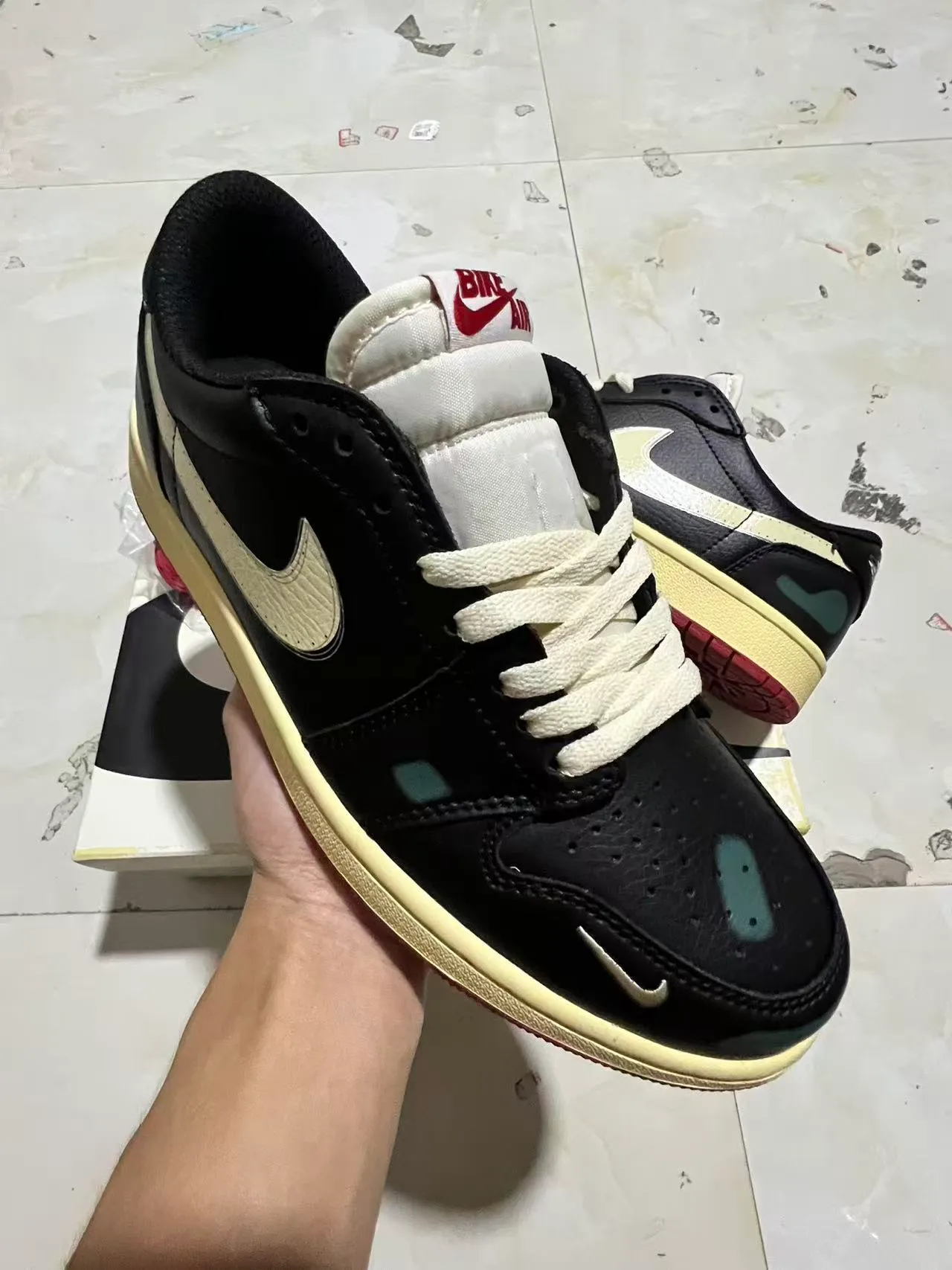 Nike Dunk Low Black Cream Red Lifestyle Sneakers 2