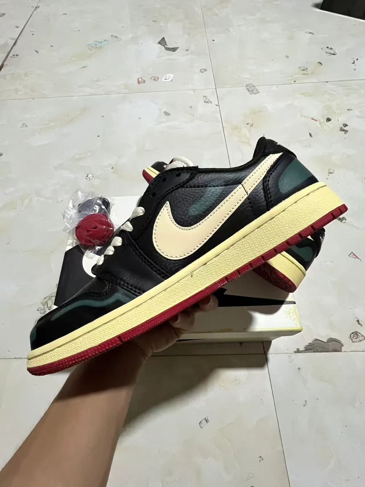 Nike Dunk Low Black Cream Red Lifestyle Sneakers 5
