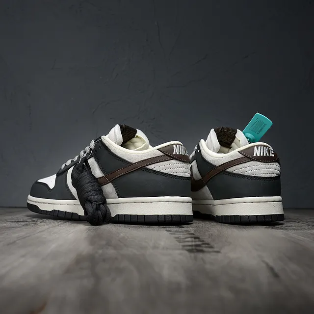Nike Dunk Low Black Gray Deep Brown Lifestyle Sneakers 4