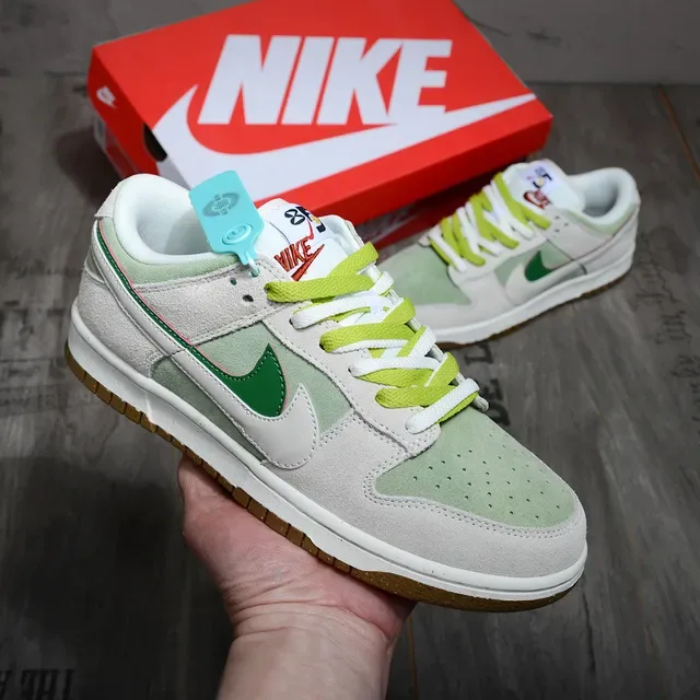 Nike Dunk Low Gray Green Lime Lifestyle Sneakers 2