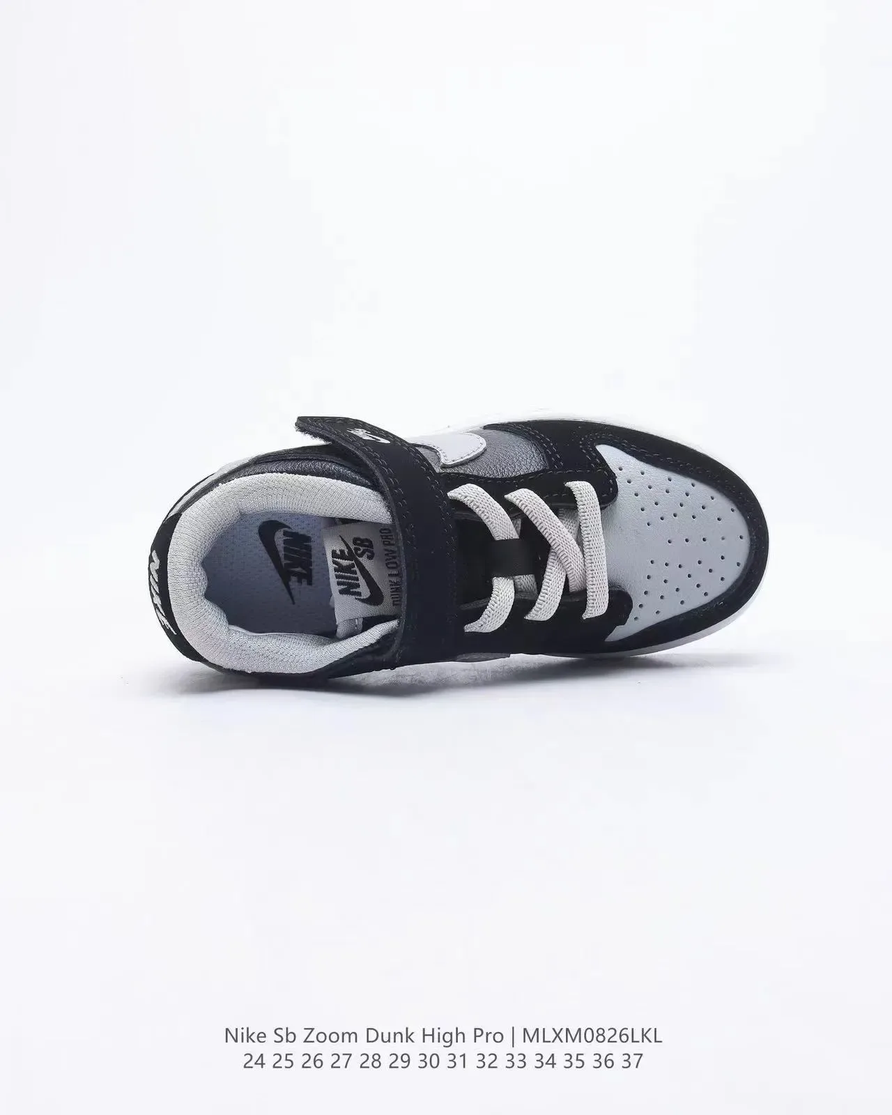 Nike Dunk Low Kids Black White Green Lifestyle Sneakers 22