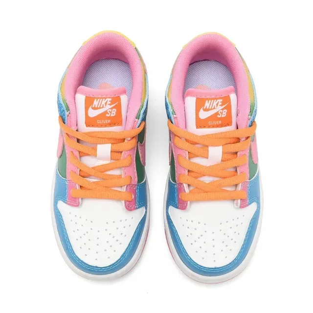 Nike Dunk Low Kids Multicolor Graphic Swoosh Lifestyle Sneakers 3