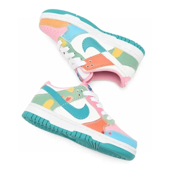Nike Dunk Low Kids Multicolor Graphic Swoosh Lifestyle Sneakers 15