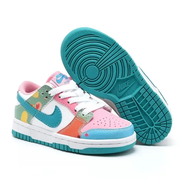 Nike Dunk Low Kids Multicolor Graphic Swoosh Lifestyle Sneakers 17