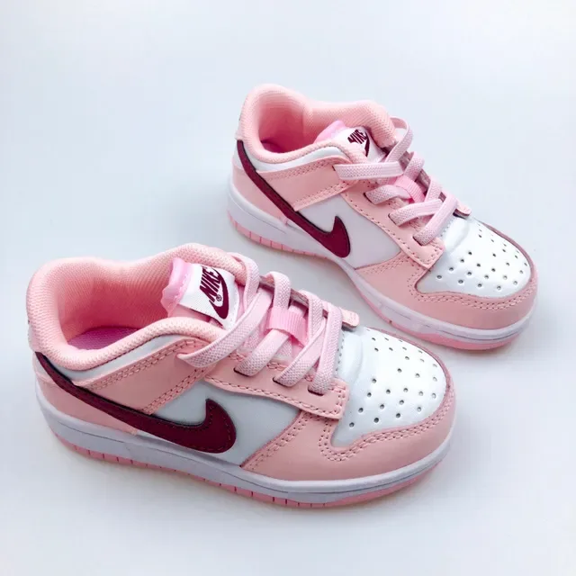Nike Dunk Low Pink Red White Kids Lifestyle Sneakers 20