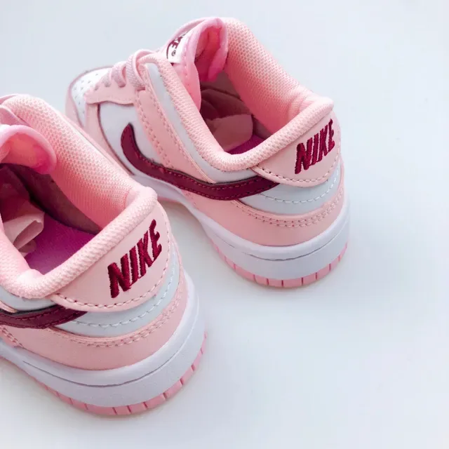 Nike Dunk Low Pink Red White Kids Lifestyle Sneakers 21