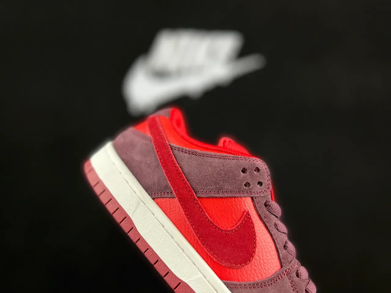 Nike Dunk Low Red and Burgundy Suede Lifestyle Sneakers 4