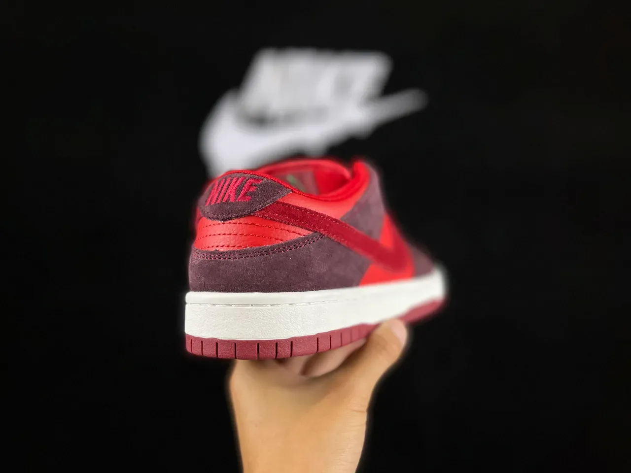 Nike Dunk Low Red and Burgundy Suede Lifestyle Sneakers 5