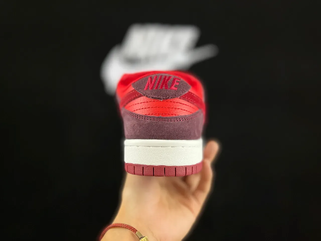 Nike Dunk Low Red and Burgundy Suede Lifestyle Sneakers 6