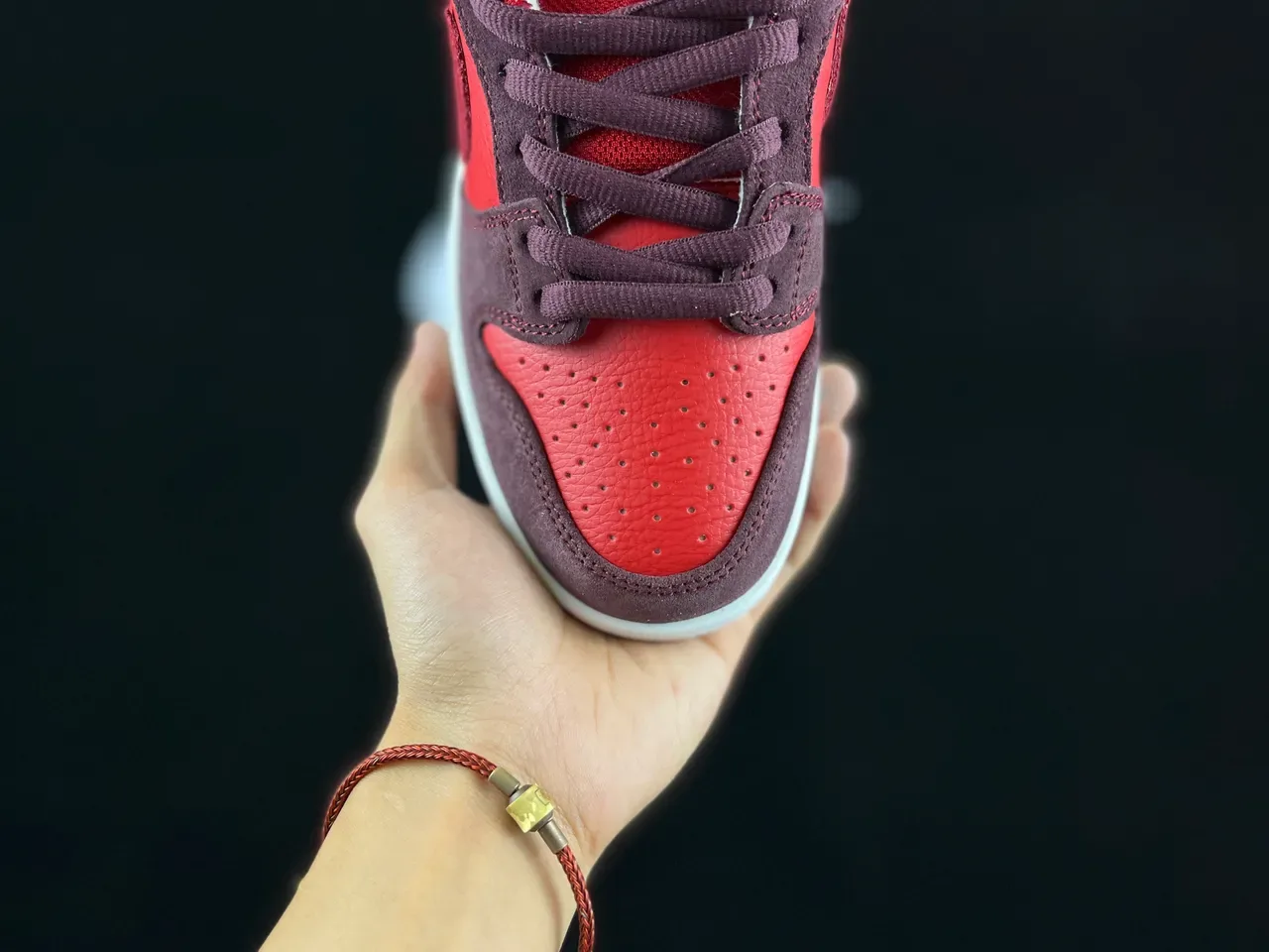 Nike Dunk Low Red and Burgundy Suede Lifestyle Sneakers 8