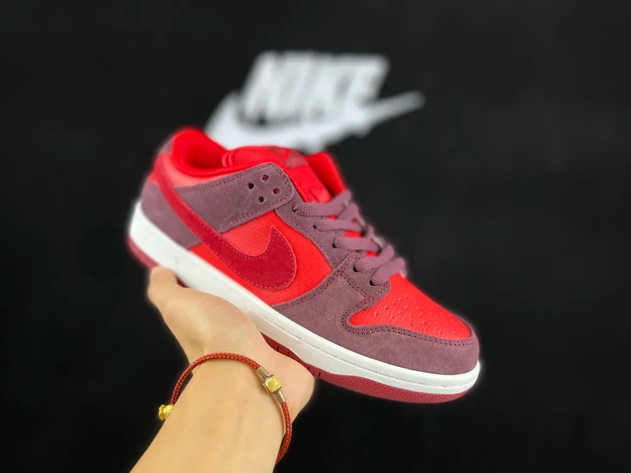 Nike Dunk Low Red and Burgundy Suede Lifestyle Sneakers 9