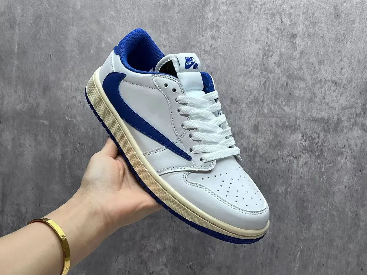 Nike Dunk Low White and Royal Blue Lifestyle Sneakers 3