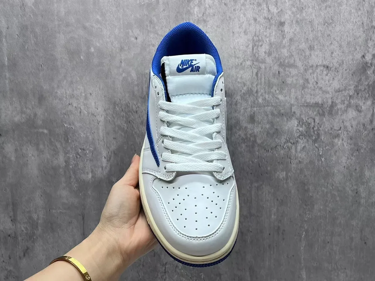 Nike Dunk Low White and Royal Blue Lifestyle Sneakers 4