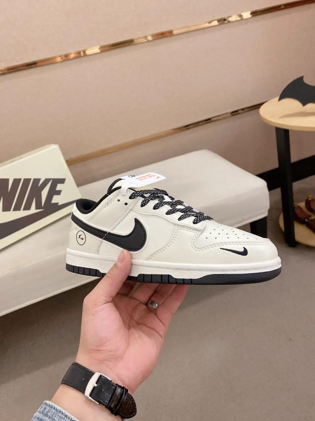 Nike Dunk Low White Black Lightning Collaboration Lifestyle Sneakers 4