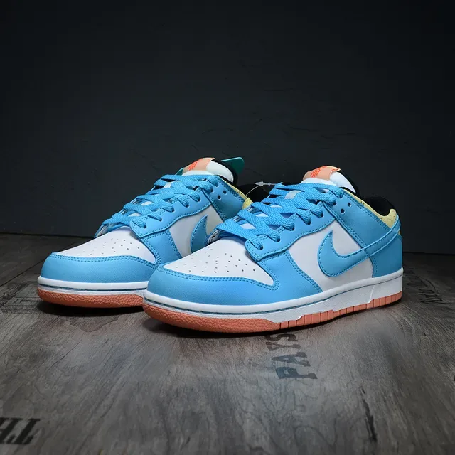 Nike Dunk Low White Blue Orange Lifestyle Sneakers 4