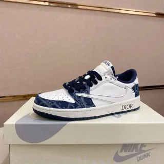 Nike Dunk Low सफेद नेवी डेनिम प्रिंट जीवन शैली स्नीकर्स