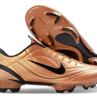 Nike Gold Black Metallic Copper Upper Quilted Synthetic Construction Firm-Ground Soccer Shoes