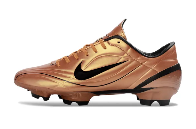 Nike Gold Black Metallic Copper Upper Quilted Synthetic Construction Firm-Ground Soccer Shoes 7