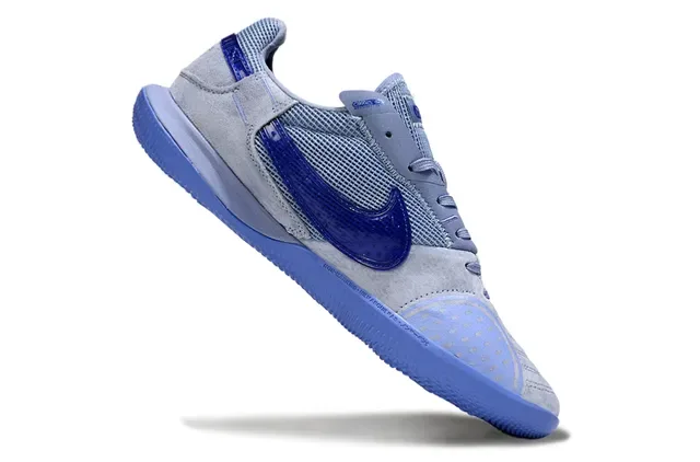 Nike Gray Blue Low-Top Suede-Mesh Upper Sneakers 2