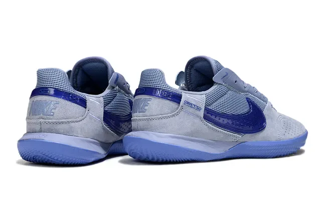 Nike Gray Blue Low-Top Suede-Mesh Upper Sneakers 5
