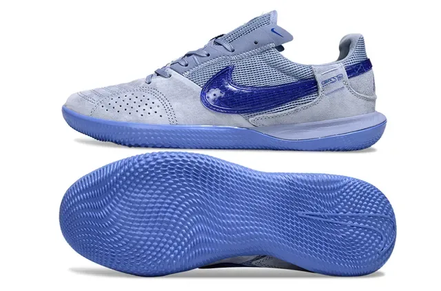 Nike Gray Blue Low-Top Suede-Mesh Upper Sneakers 6