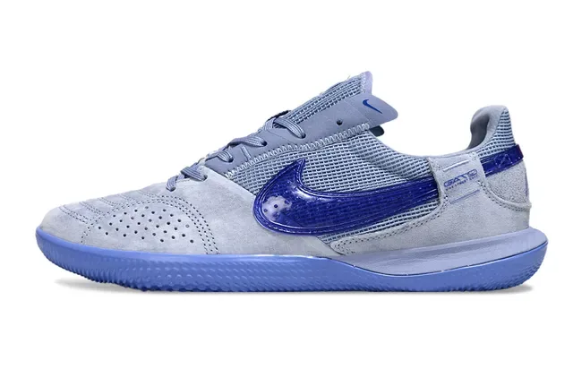 Nike Gray Blue Low-Top Suede-Mesh Upper Sneakers 7