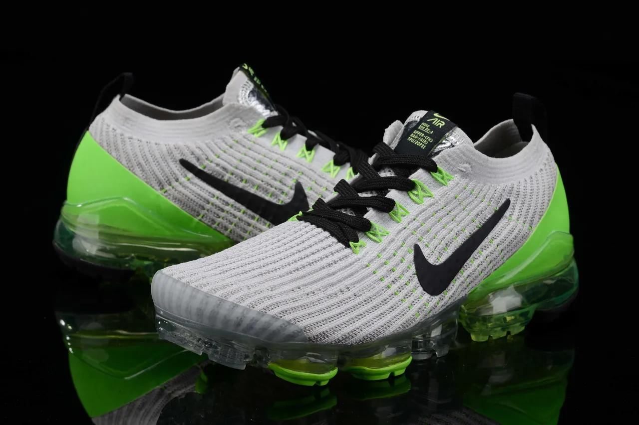 Nike Gray Green Knit Upper Full-Length Visible Air Unit Running Shoes 5