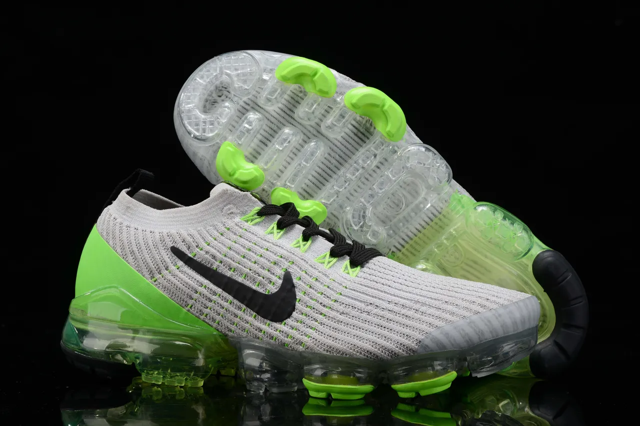 Nike Gray Green Knit Upper Full-Length Visible Air Unit Running Shoes 6