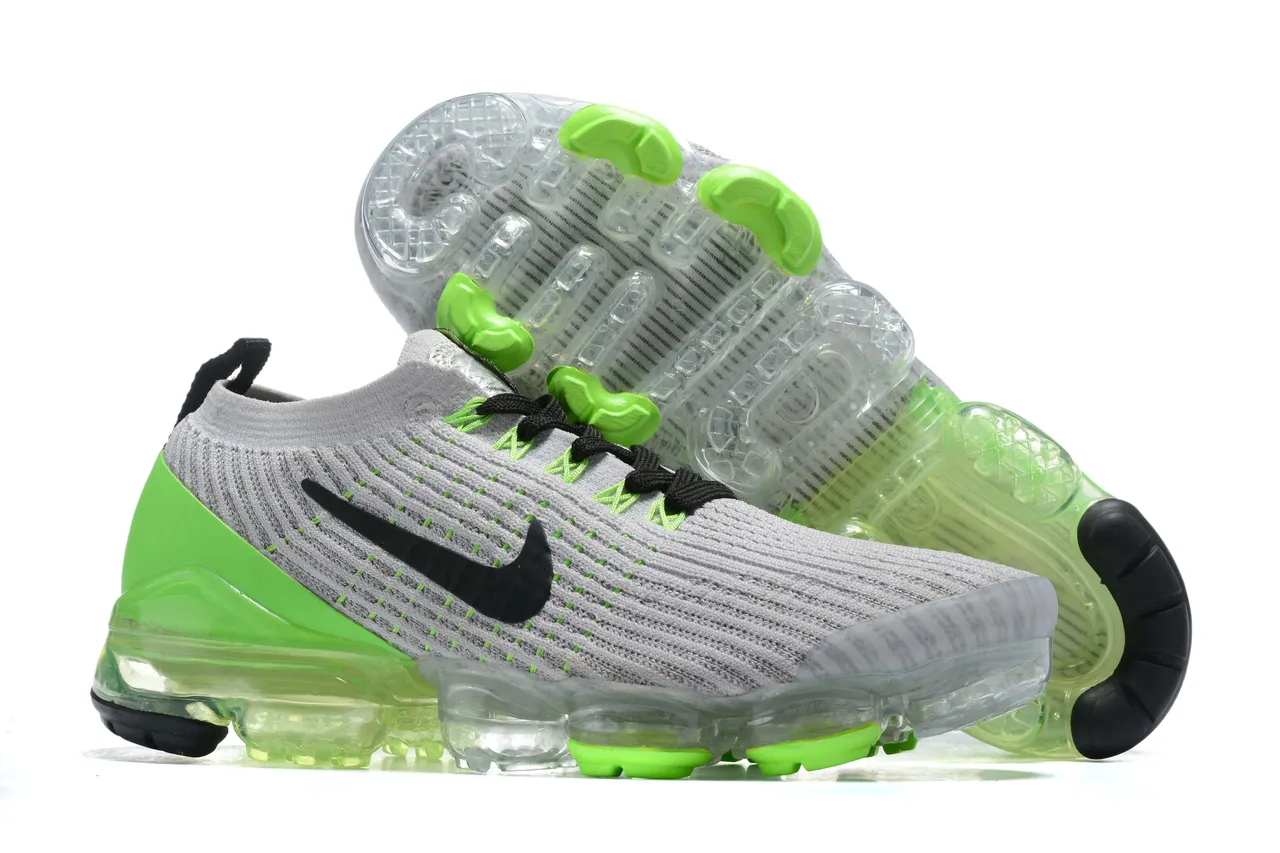 Nike Gray Green Knit Upper Full-Length Visible Air Unit Running Shoes 16