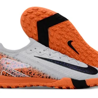 Nike Gray Orange Knit Upper Speckled Gradient Turf Soccer Shoes