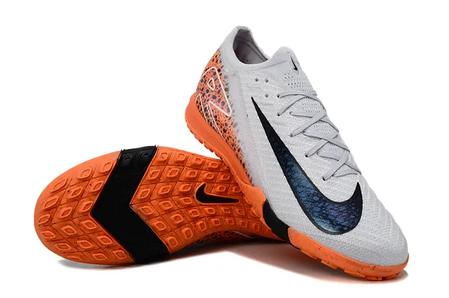 Nike Gray Orange Knit Upper Speckled Gradient Turf Soccer Shoes 3