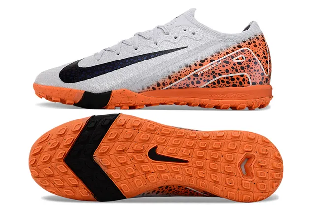 Nike Gray Orange Knit Upper Speckled Gradient Turf Soccer Shoes 5