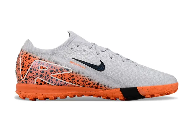 Nike Gray Orange Knit Upper Speckled Gradient Turf Soccer Shoes 7