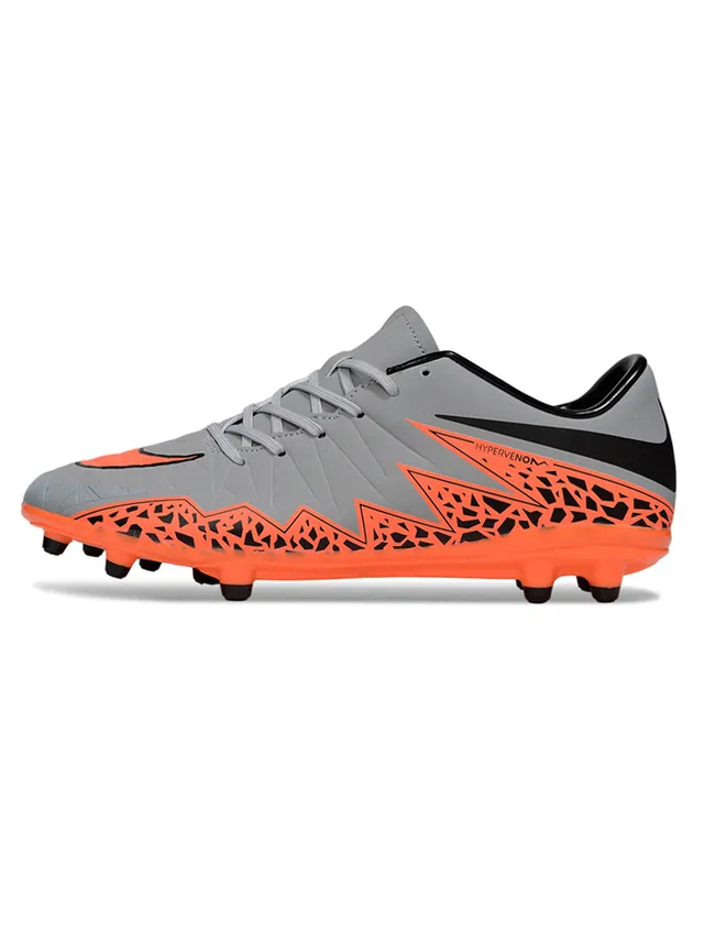 Nike Gris Orange Basse Tige Synthétique Motif de Superposition Géométrique Terrain Ferme Chaussures de Football 2