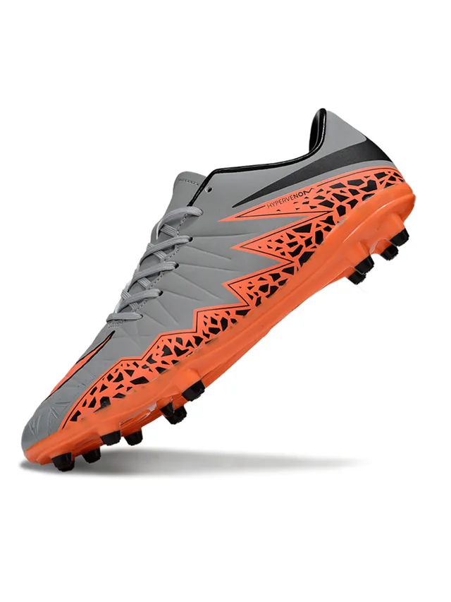 Nike Gris Orange Basse Tige Synthétique Motif de Superposition Géométrique Terrain Ferme Chaussures de Football 3