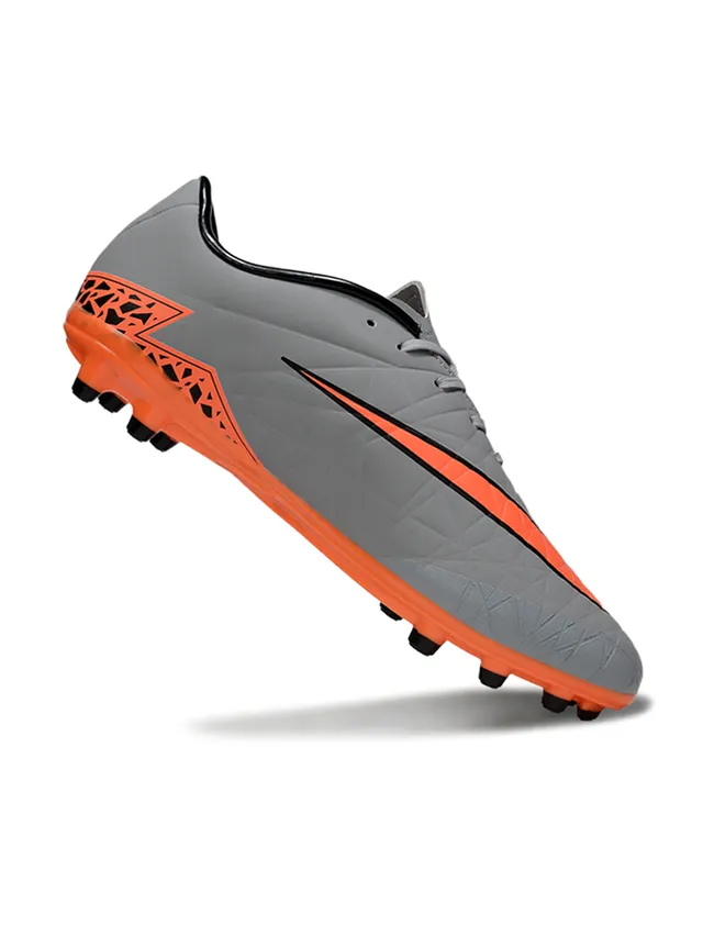 Nike Gris Orange Basse Tige Synthétique Motif de Superposition Géométrique Terrain Ferme Chaussures de Football 4