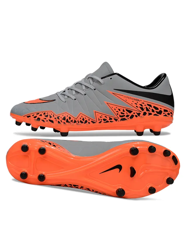Nike Gris Orange Basse Tige Synthétique Motif de Superposition Géométrique Terrain Ferme Chaussures de Football 6