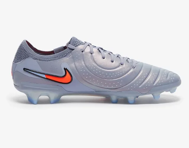 Nike رمادي برتقالي أعلى اصطناعي متموج ربط غير متماثل أرض صلبة أحذية كرة القدم 6