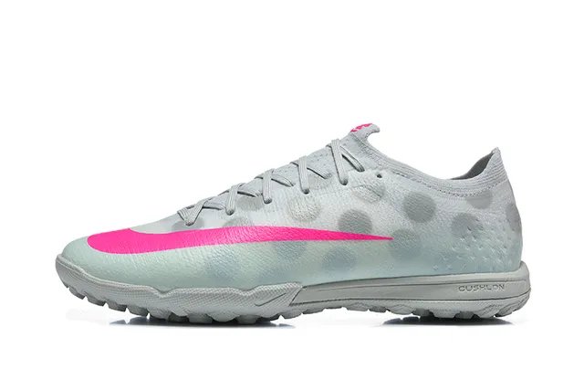 Nike Chaussures de football gazon gris rose basse tige synthétique texture translucide à points 10